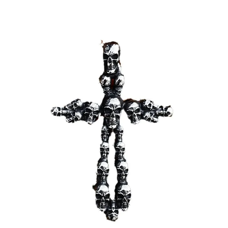 Punk-Inspired Skull and Cross Titanium Steel Pendants for Men - Wholesale Collection