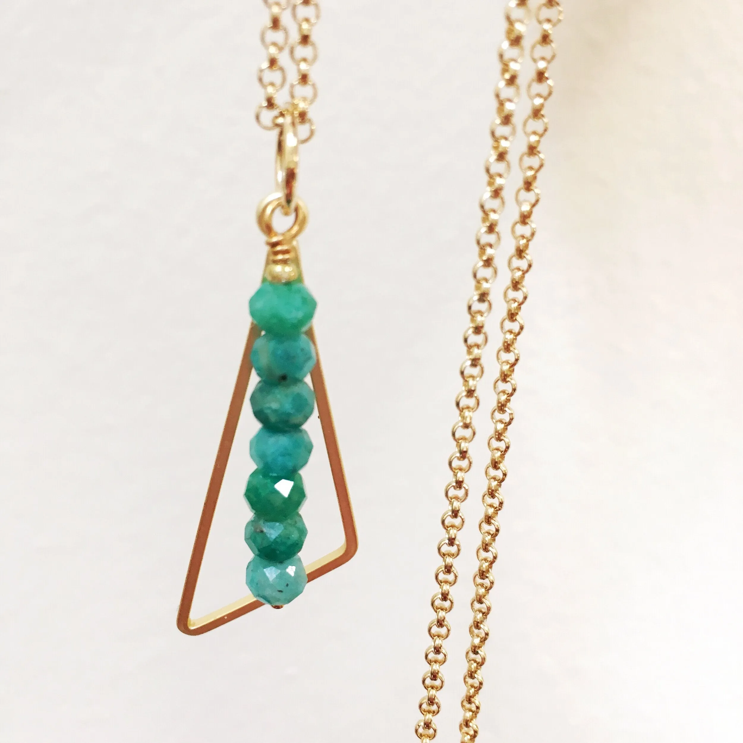 "Vertical Line" Amazonite Pendant Necklace in Gold and Silver (23 inches)