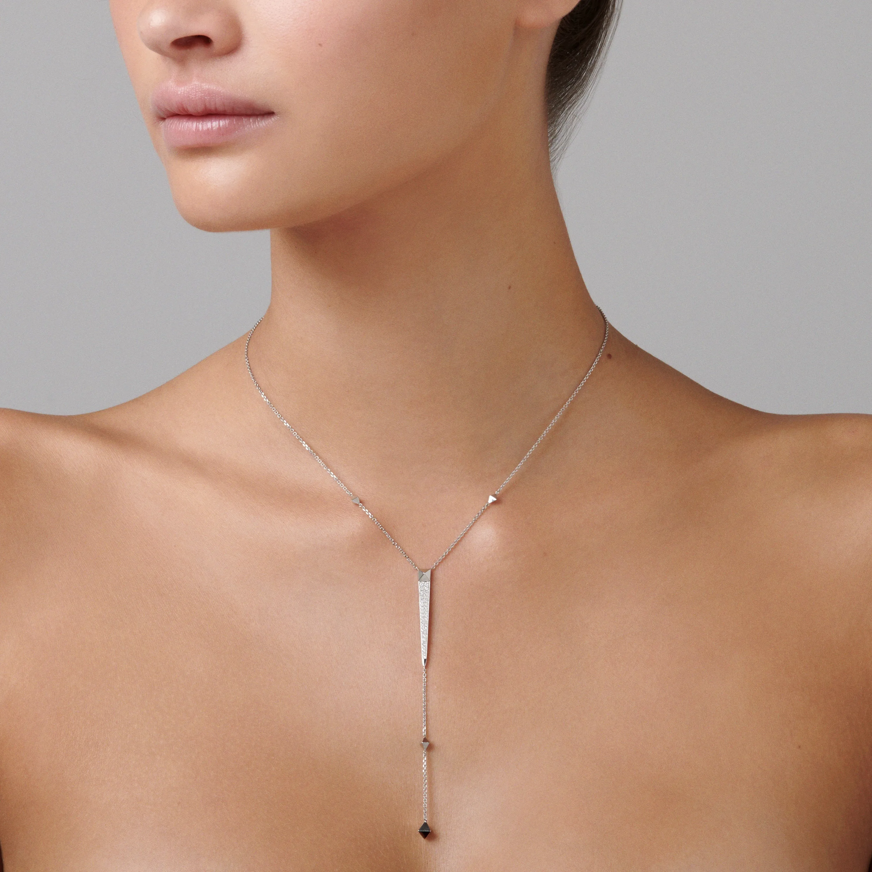 R.08® Pointe Lariat Necklace | White Gold