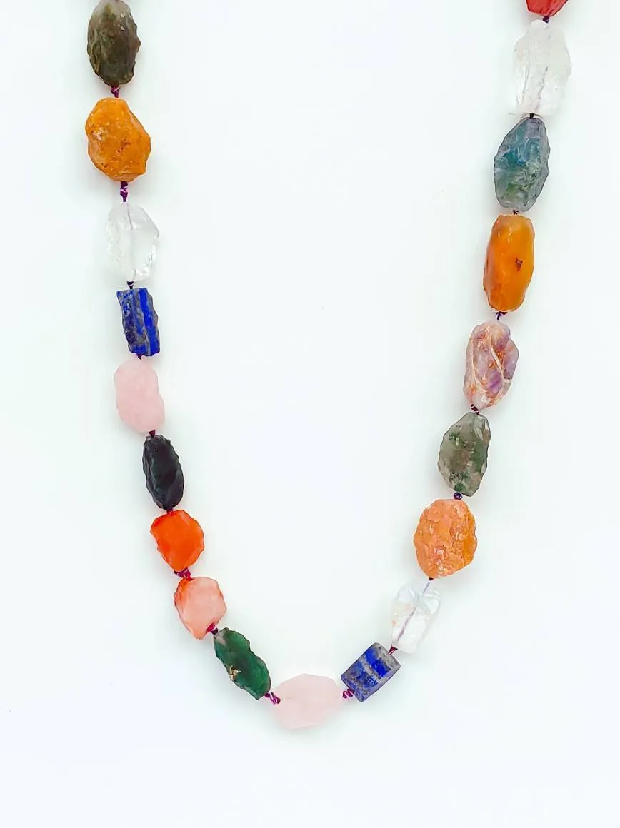 Raw Crystal Stone Mala Necklace and Bracelet