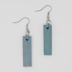 Rectangular Dangle Wooden Earrings in Light Blue