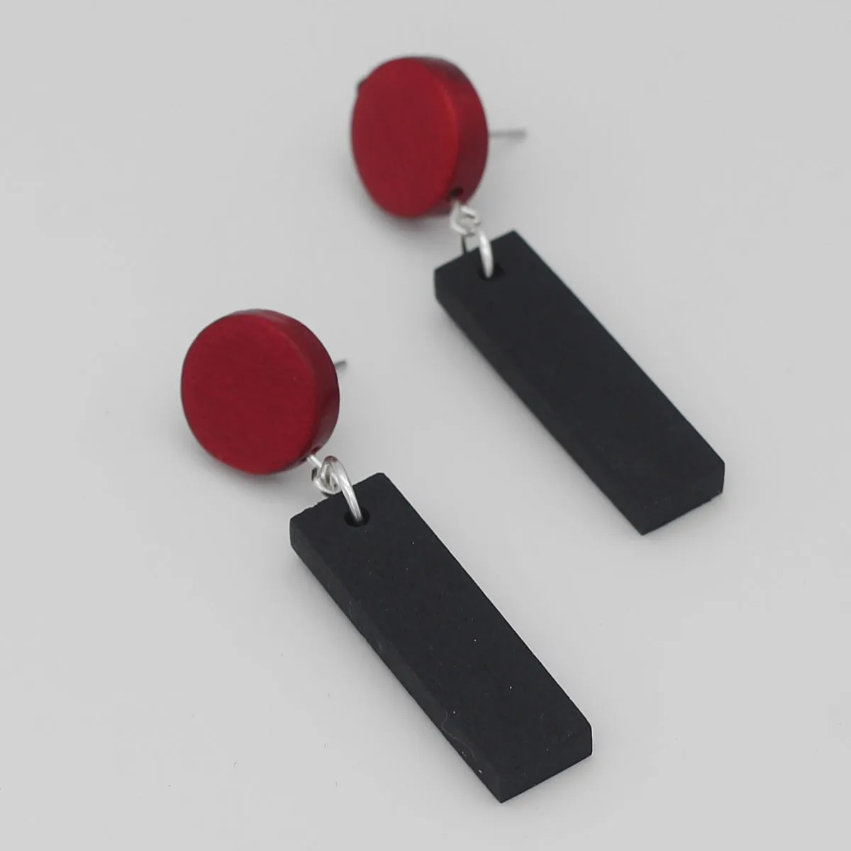 Red and Black Anya Wood Dangle Statement Earring