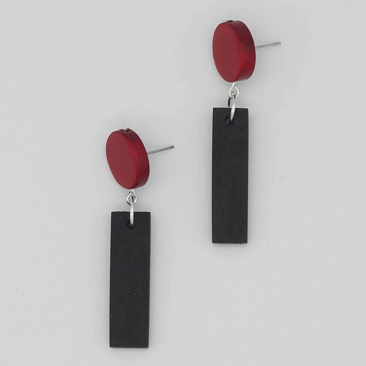 Red and Black Anya Wood Dangle Statement Earring