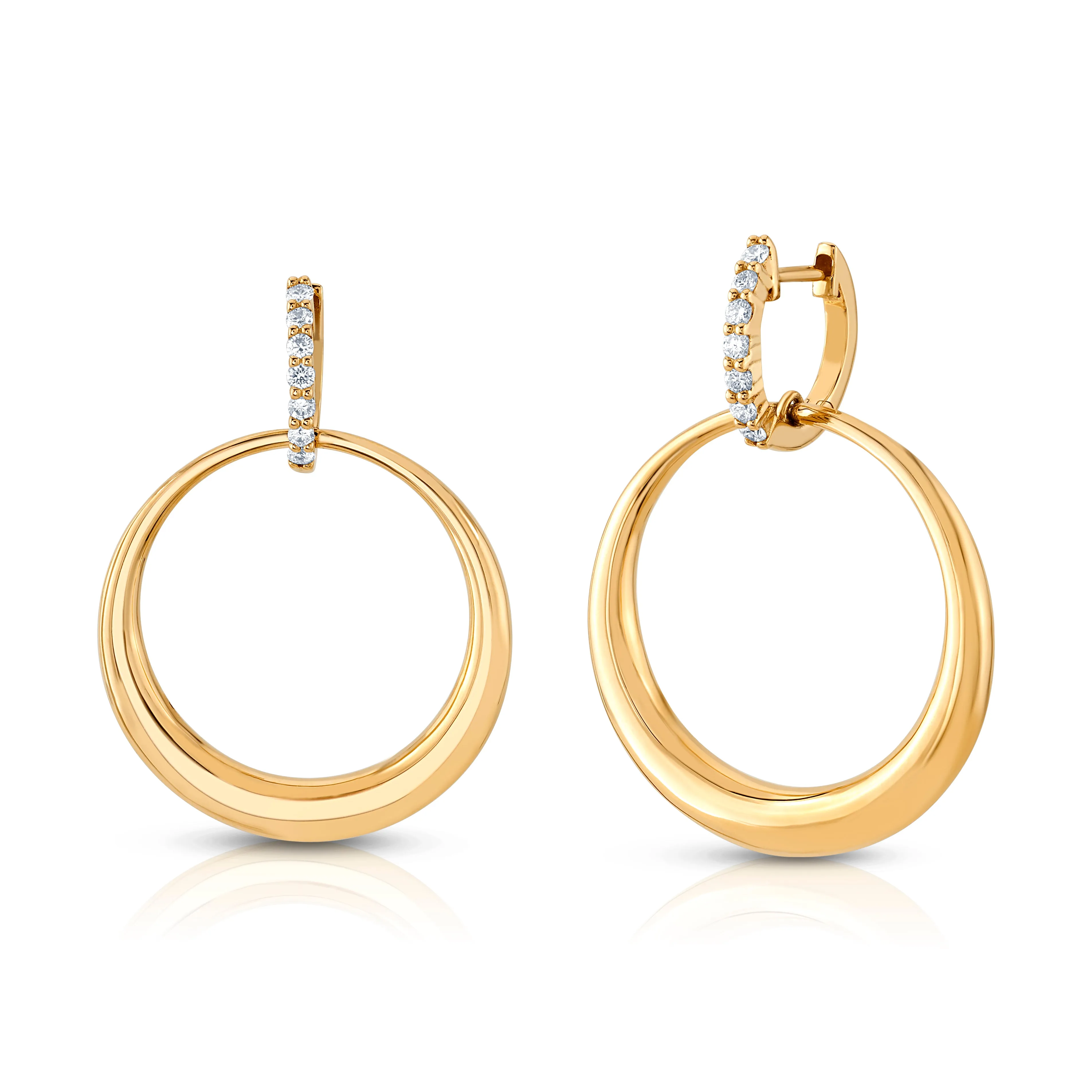 REFINED DIAMOND HOOP DANGLE EARRINGS, 14kt Gold