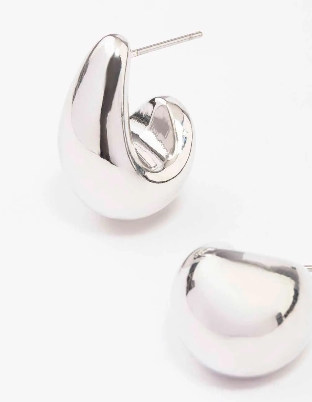 Rhodium Mini Teardrop Huggie Earrings