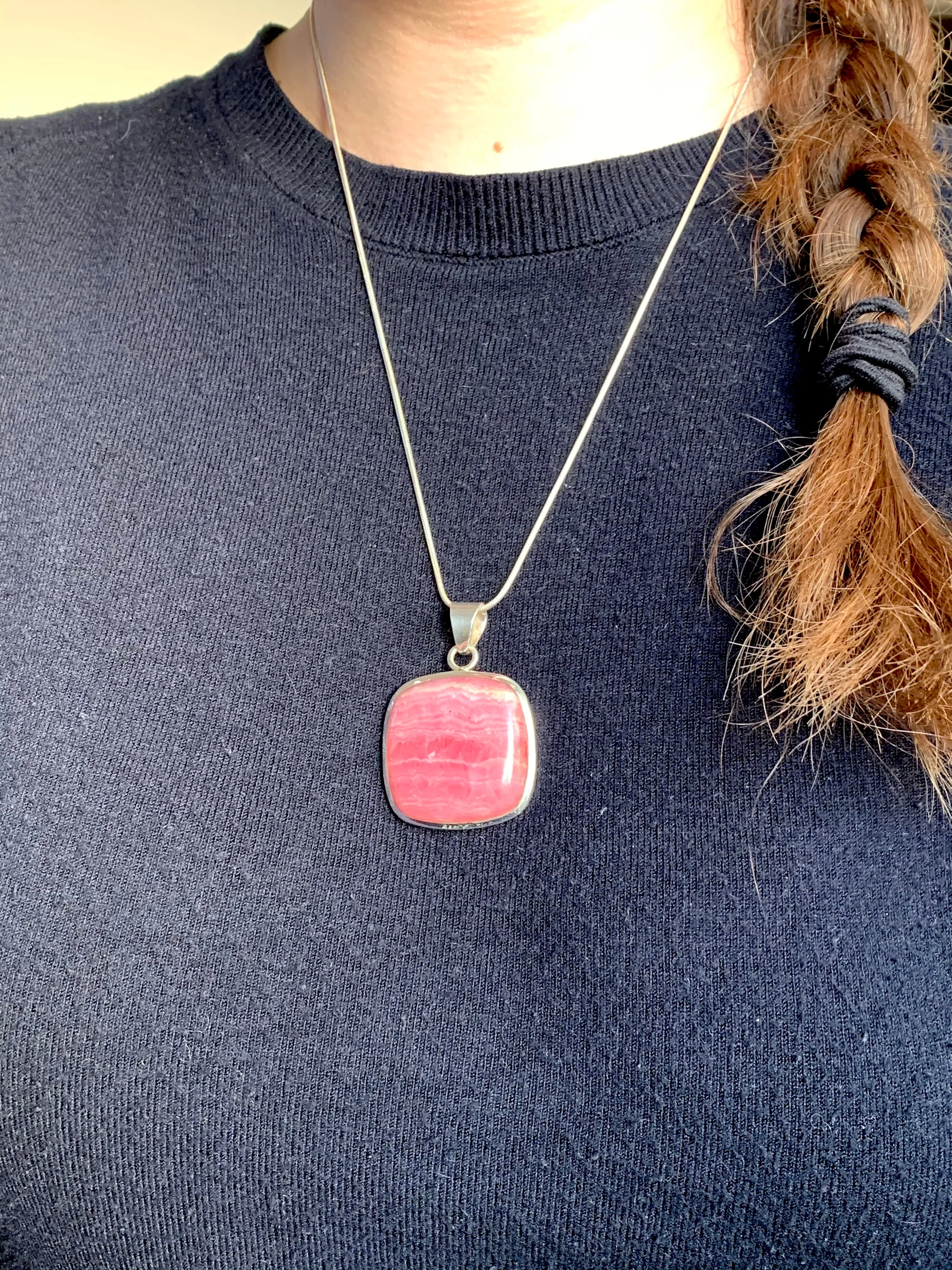 Rhodochrosite Naevia Pendant - Square B