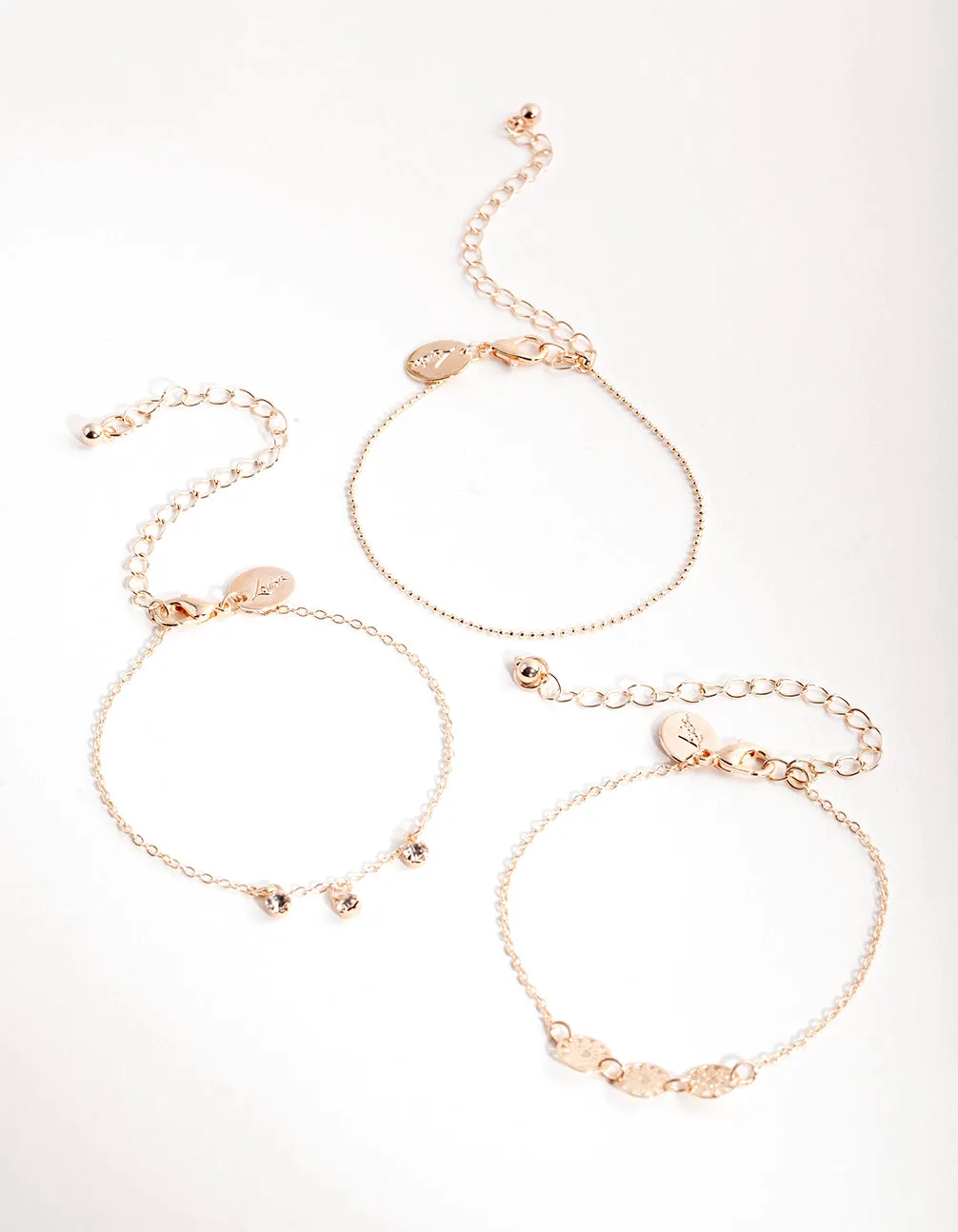 Rose Gold Dainty Dangle Bracelet Pack