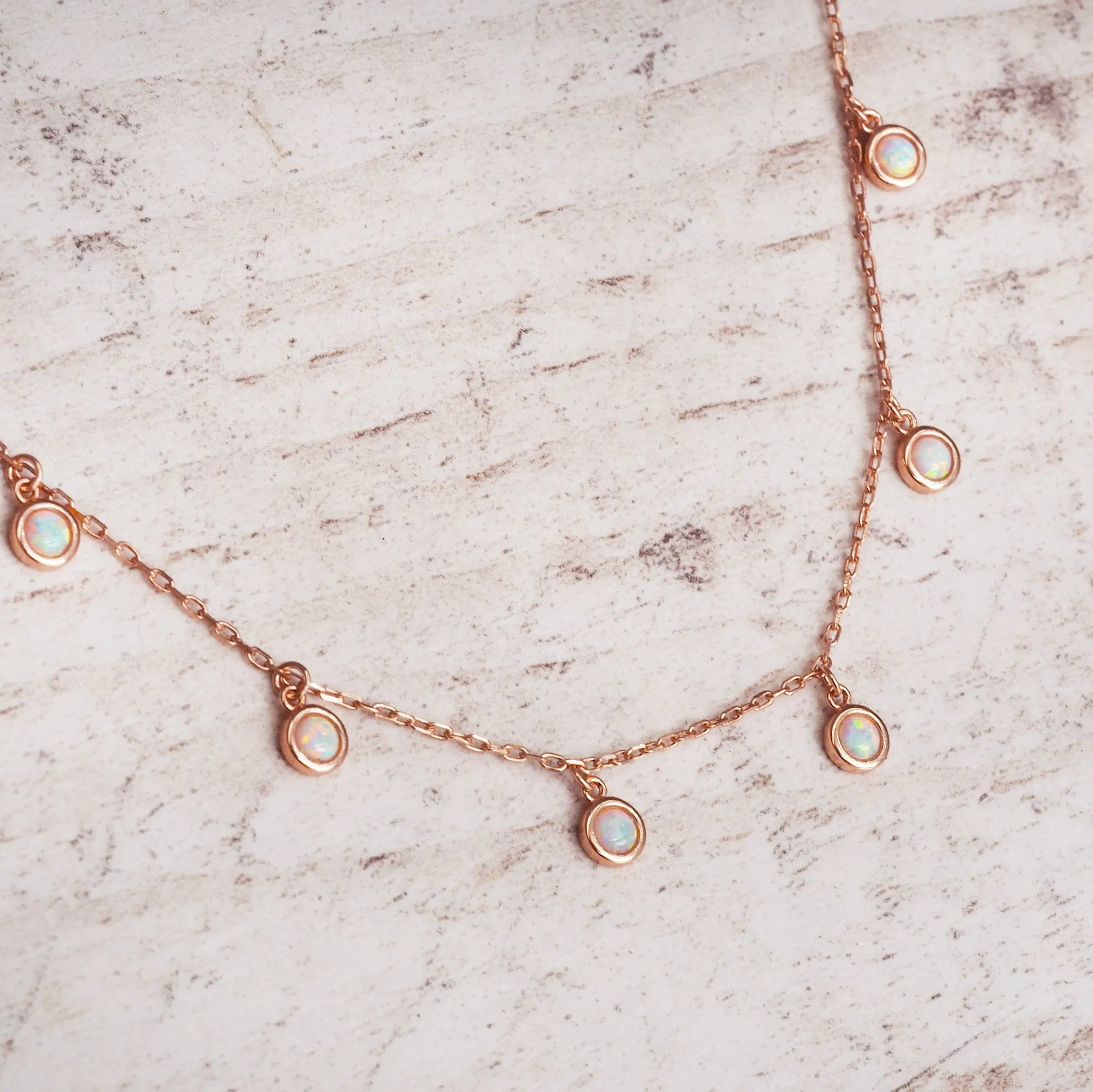 Rose Gold Moonlight Opal Necklace