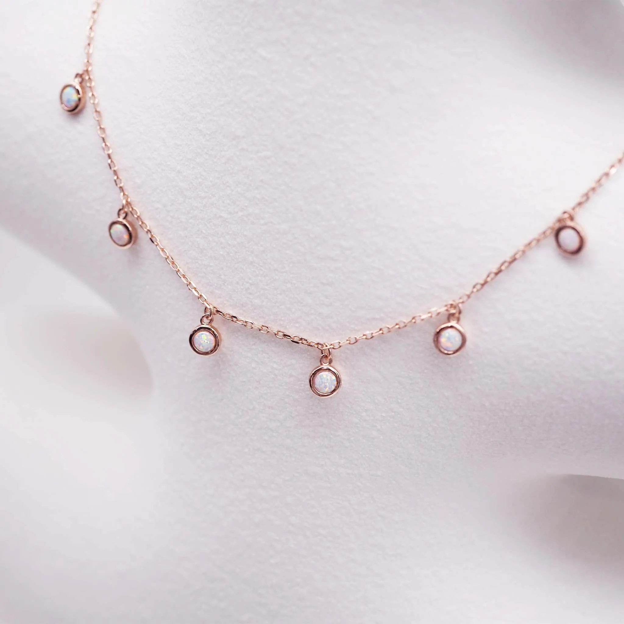 Rose Gold Moonlight Opal Necklace