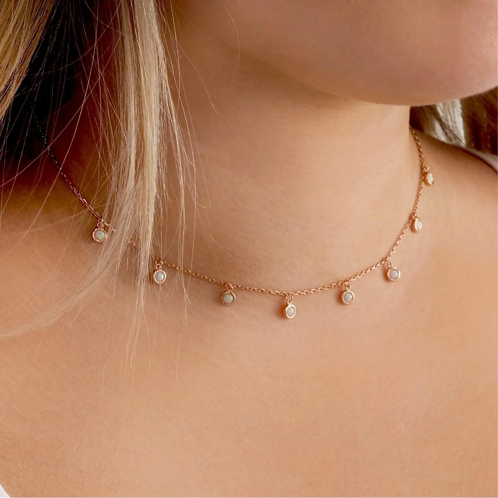 Rose Gold Moonlight Opal Necklace