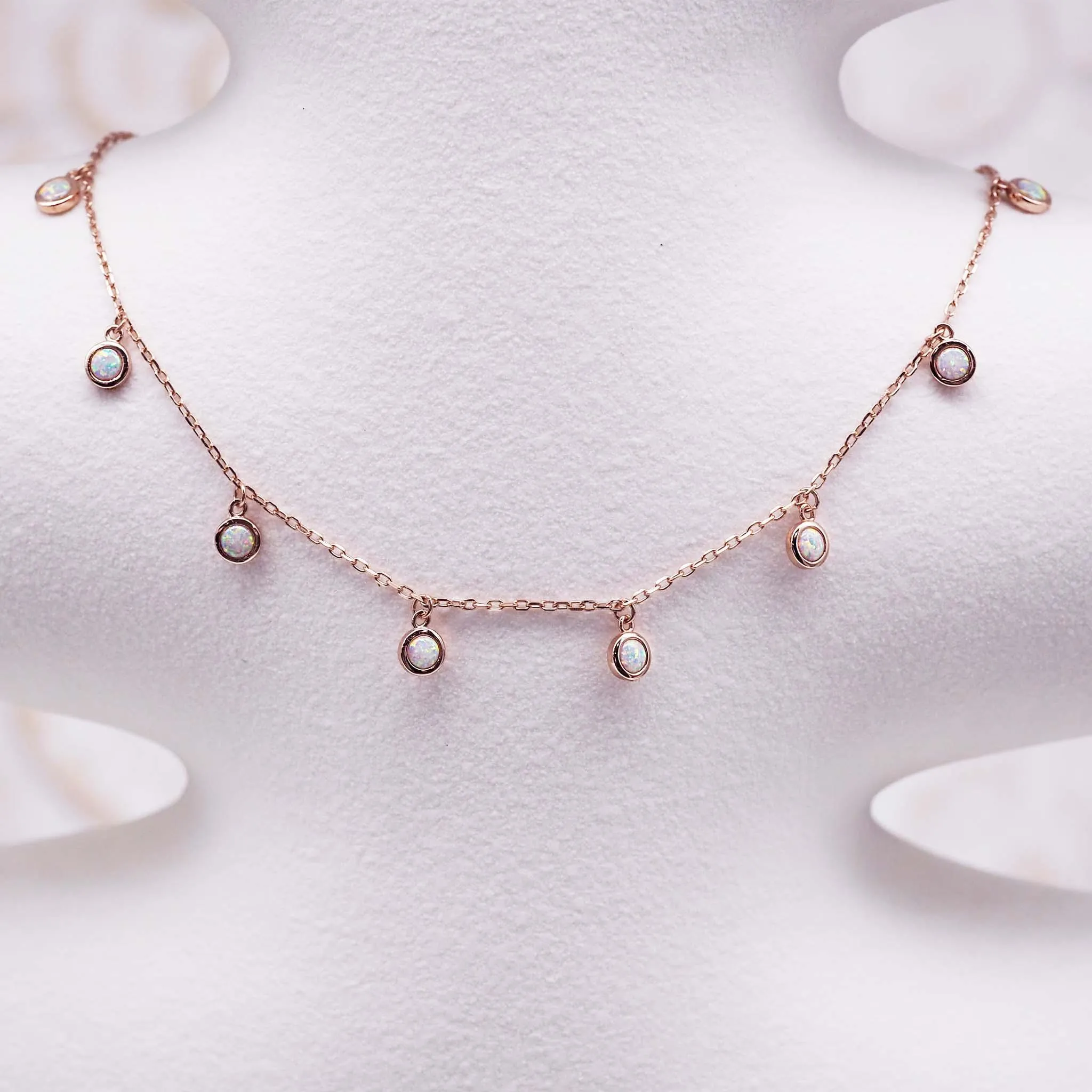 Rose Gold Moonlight Opal Necklace