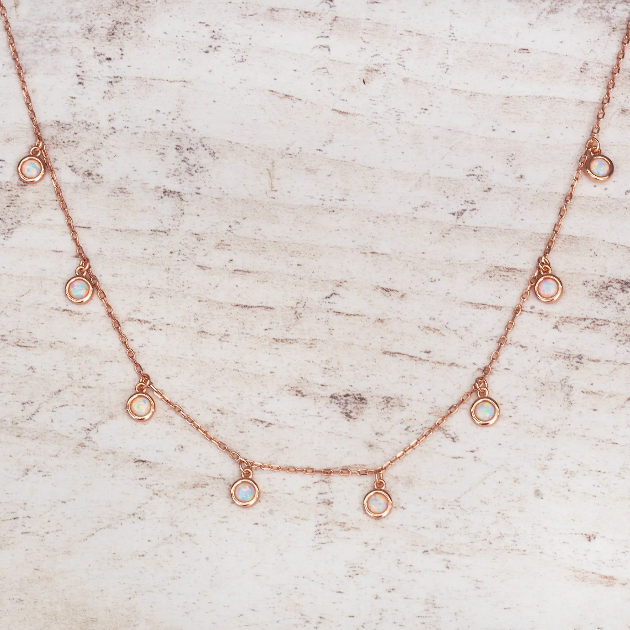 Rose Gold Moonlight Opal Necklace