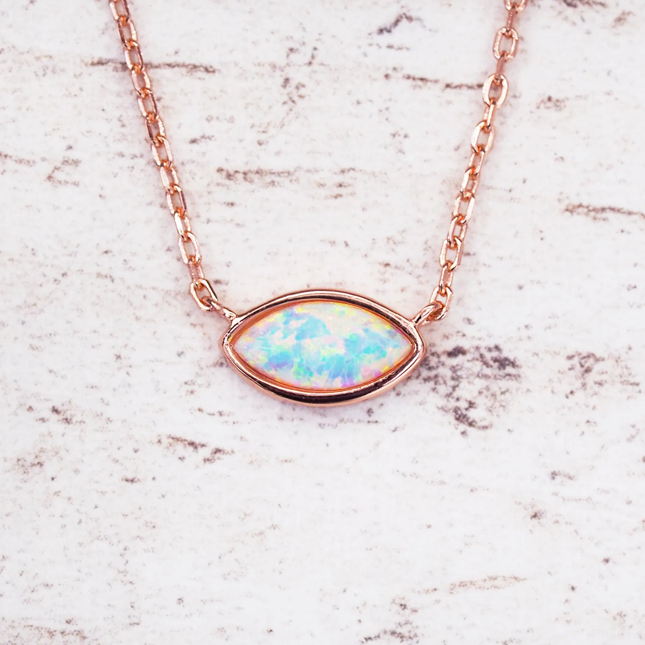 Rose Gold Opal Necklace