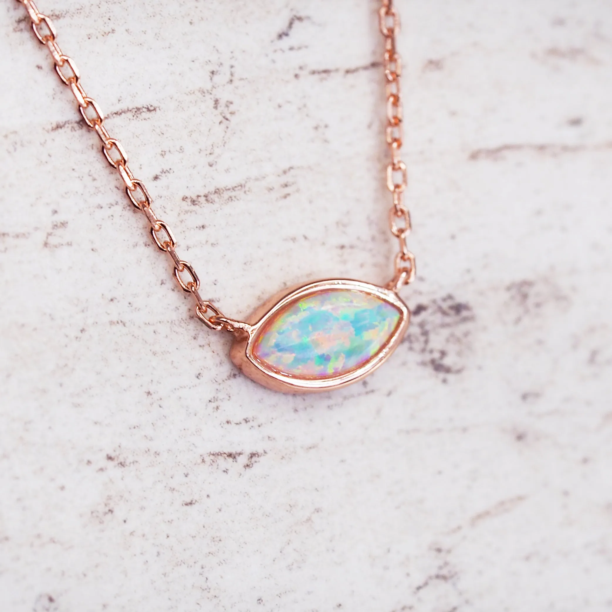 Rose Gold Opal Necklace