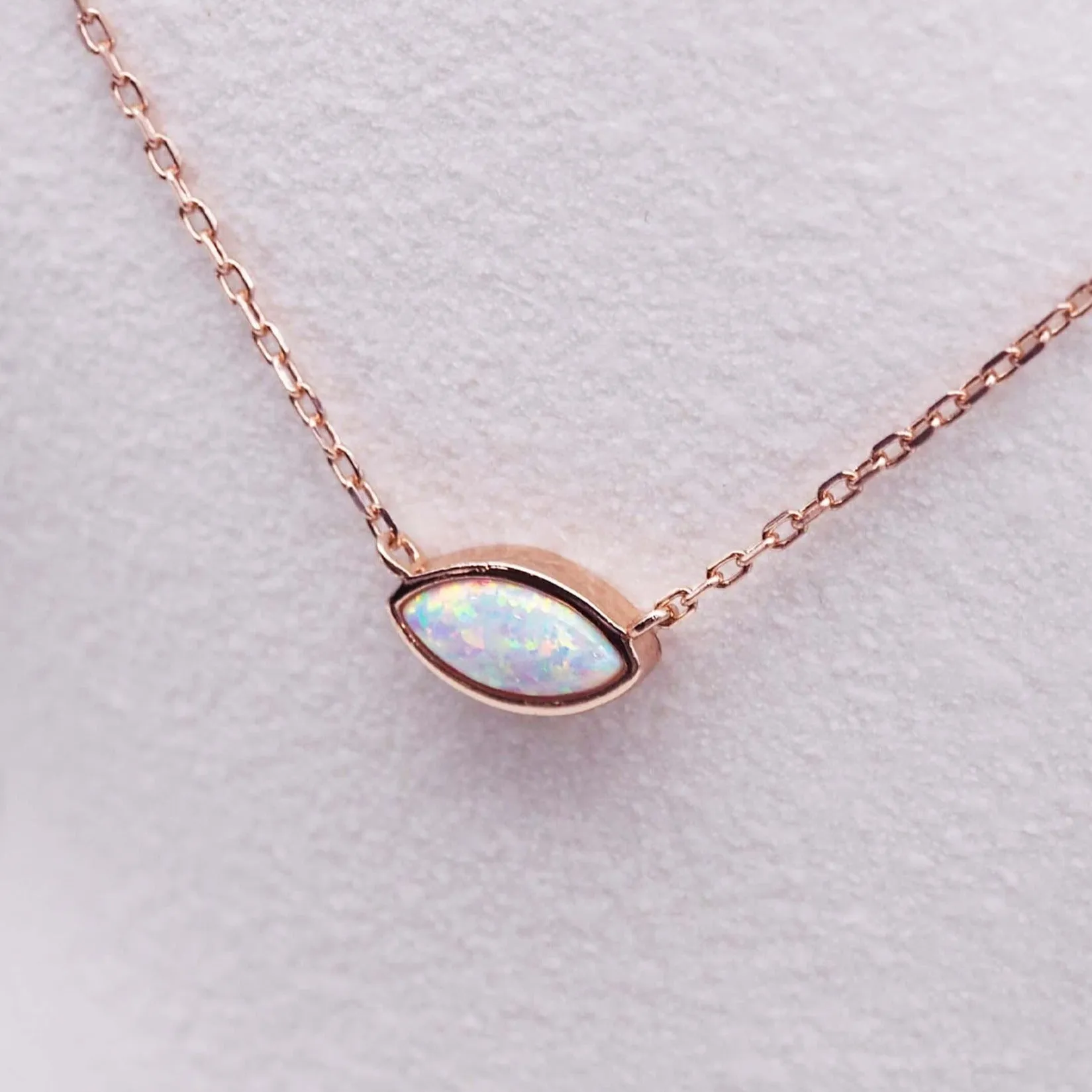 Rose Gold Opal Necklace