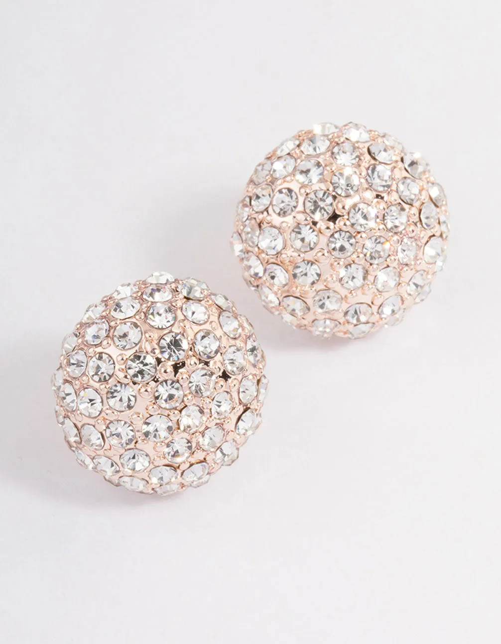 Rose Gold Pave Dome Ball Stud Earrings