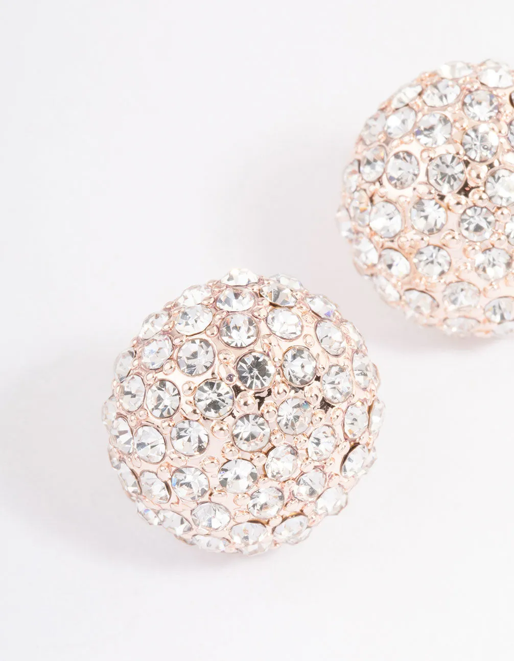 Rose Gold Pave Dome Ball Stud Earrings