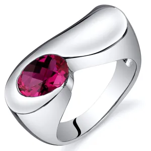 Ruby Oval Cut Sterling Silver Ring Size 5