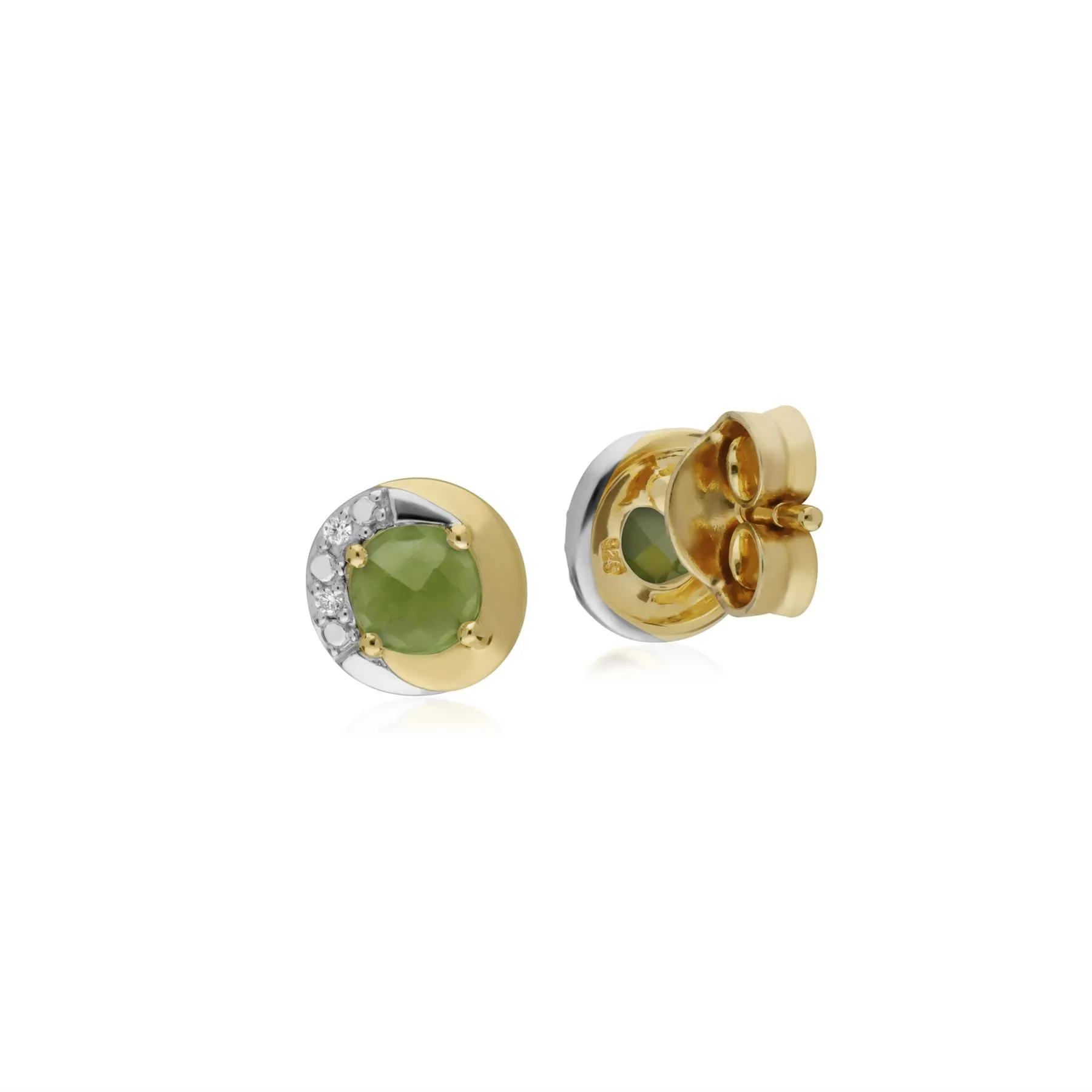 Runde Peridot & Diamant Ohrstecker in 9ct Gelb Gold