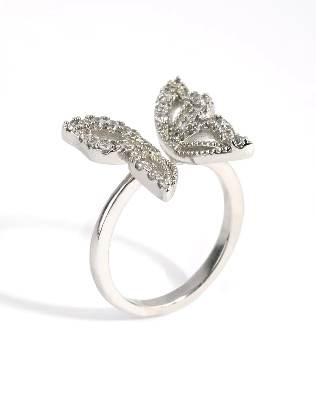 Silver Cubic Zirconia Butterfly Ring