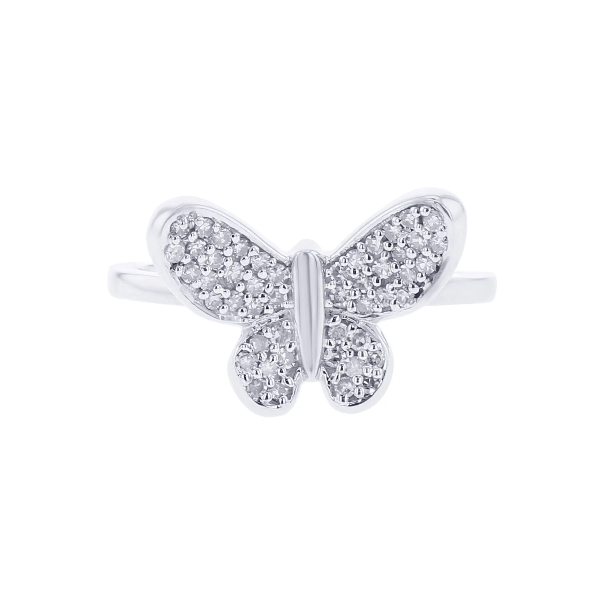 Silver Delicate Butterfly Diamond Ring