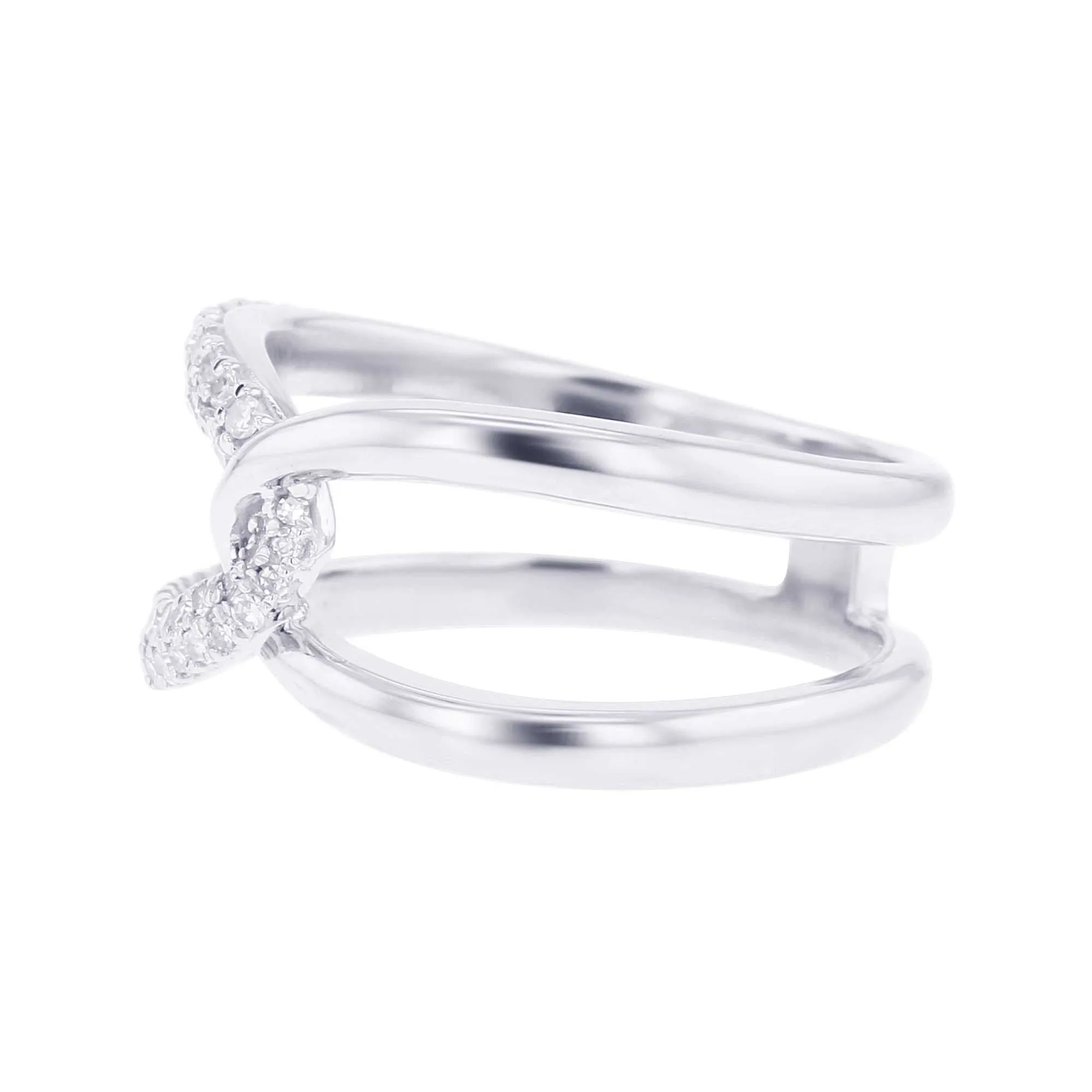 Silver Interlacing Diamond Ring