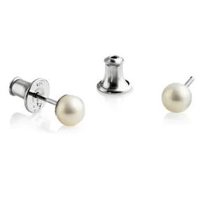 Silver Pearl Stud Earrings