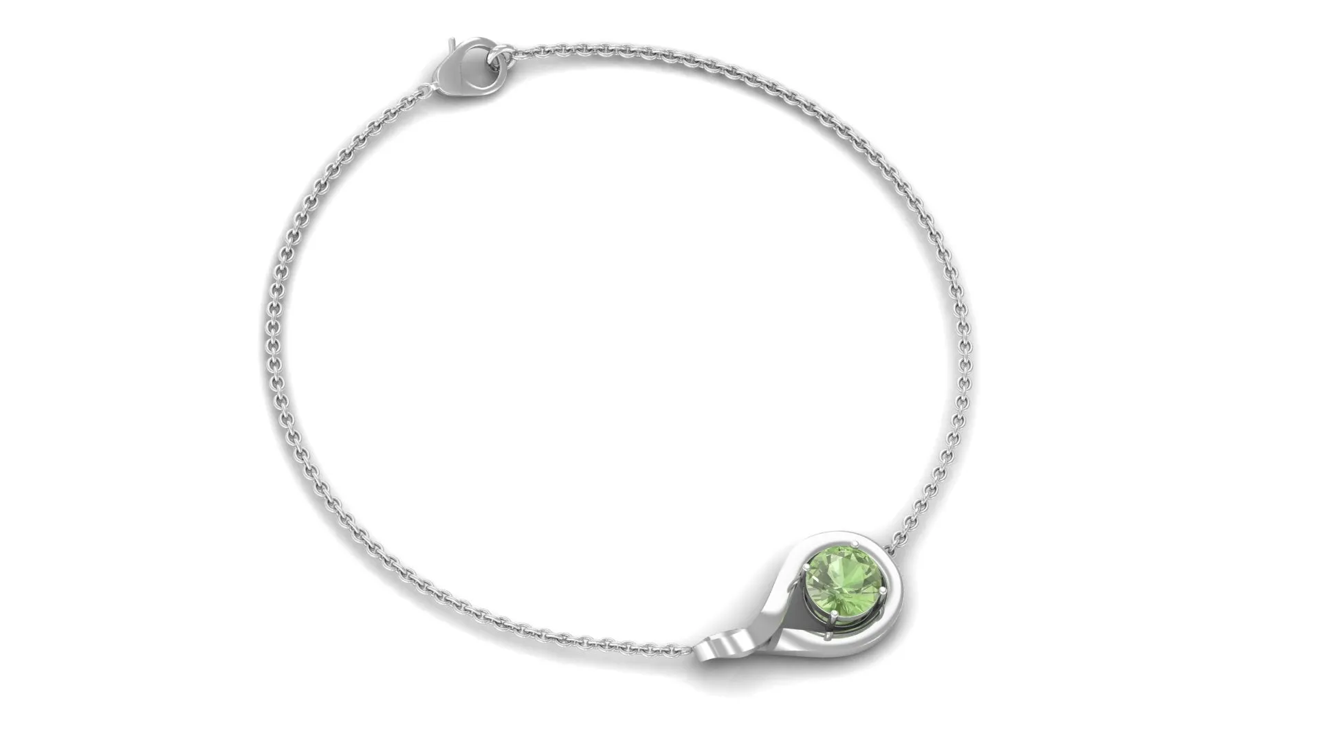 Simple Round Green Sapphire Infinity Chain Bracelet