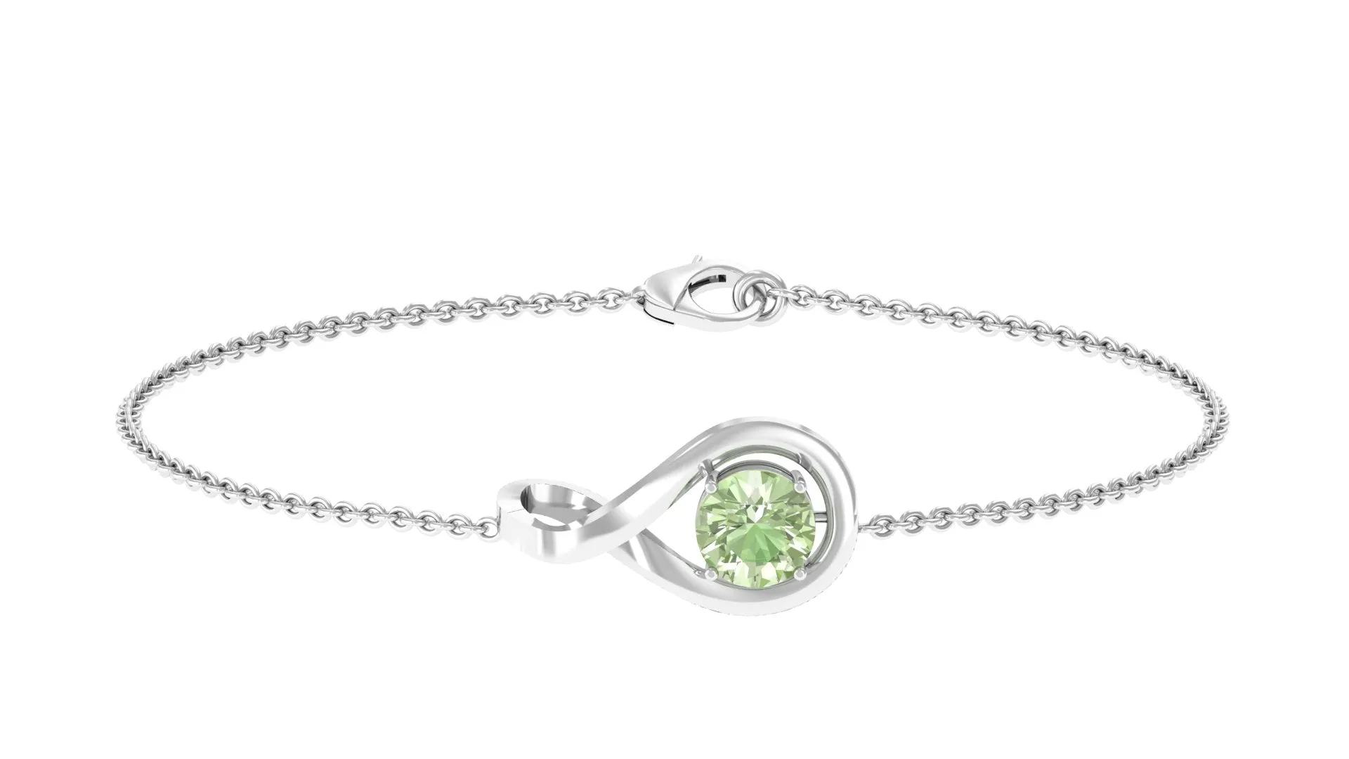 Simple Round Green Sapphire Infinity Chain Bracelet