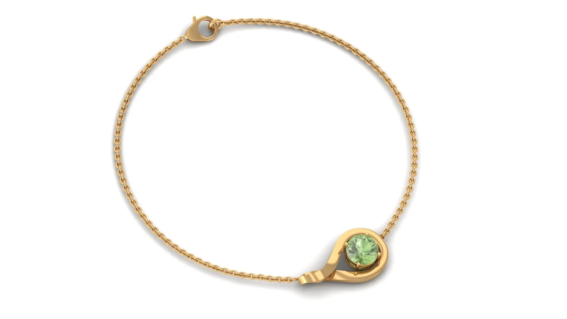 Simple Round Green Sapphire Infinity Chain Bracelet