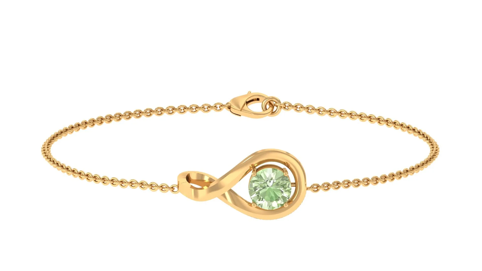 Simple Round Green Sapphire Infinity Chain Bracelet