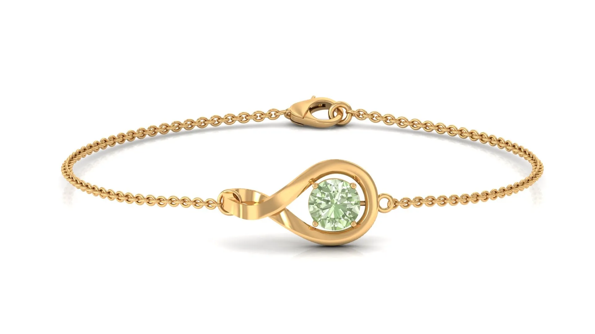 Simple Round Green Sapphire Infinity Chain Bracelet