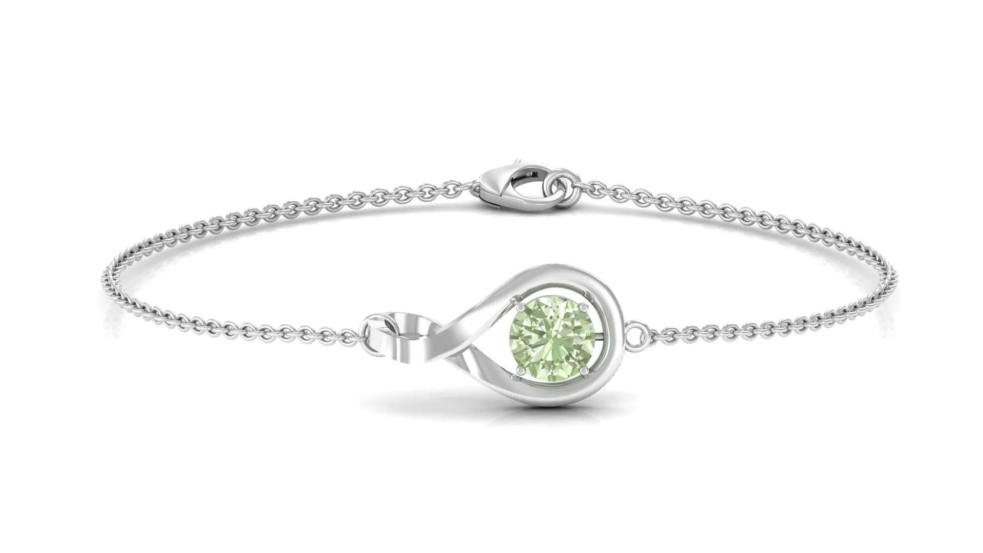 Simple Round Green Sapphire Infinity Chain Bracelet