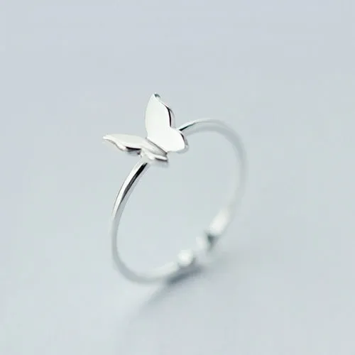 Simple Silver Color Feather Dolphin Adjustable Ring Exquisite