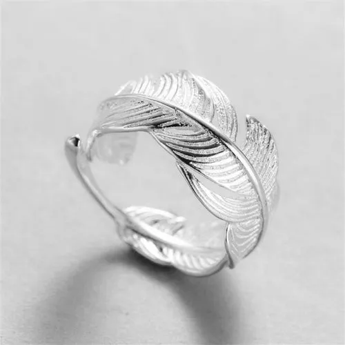 Simple Silver Color Feather Dolphin Adjustable Ring Exquisite