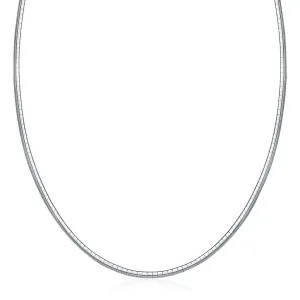 Size: 18'' - Sterling Silver Classic Omega Chain Necklace (3.0mm)