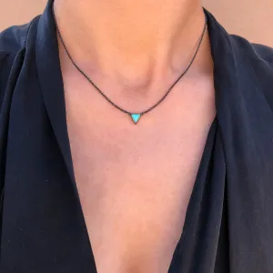 Small Triangular Turquoise Necklace in Gold and Silver