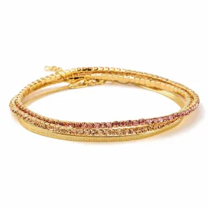 Sparkle & Shine Rhinestone Bracelet Trio - Pink & Gold