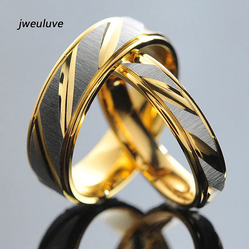 Stainless Steel Couple Rings Gold Wedding Bands