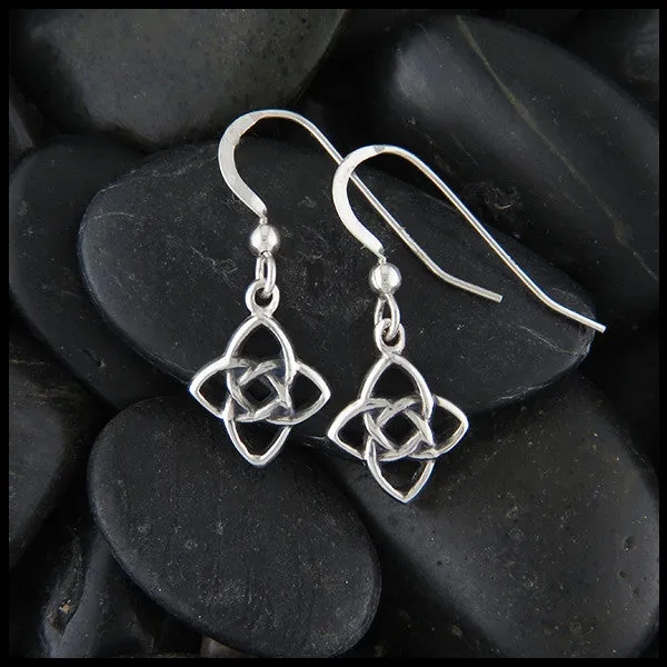 Starlight Knot Drop Earrings in Silver