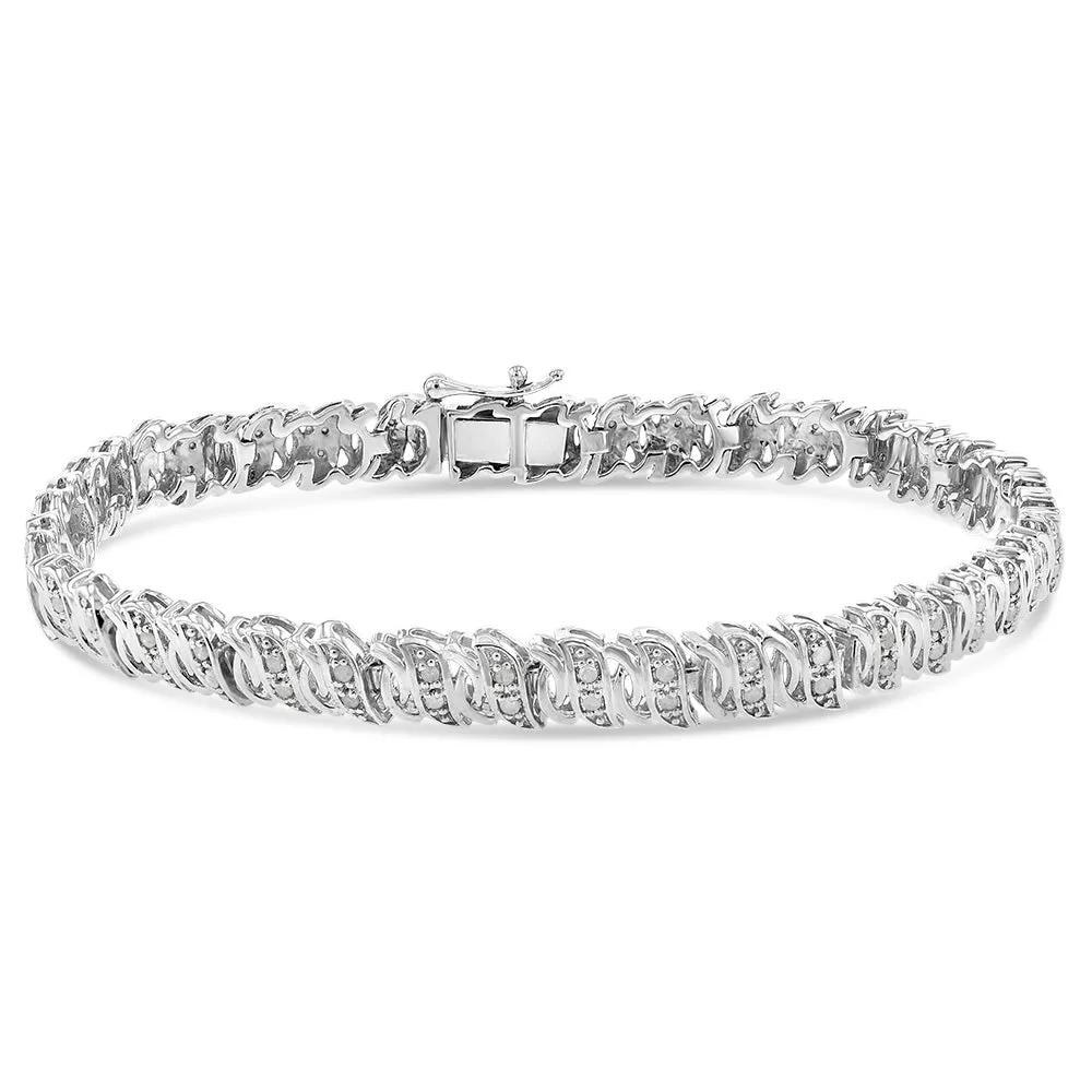 Sterling Silver 1/2 Carat 18.5cm Diamond Bracelet