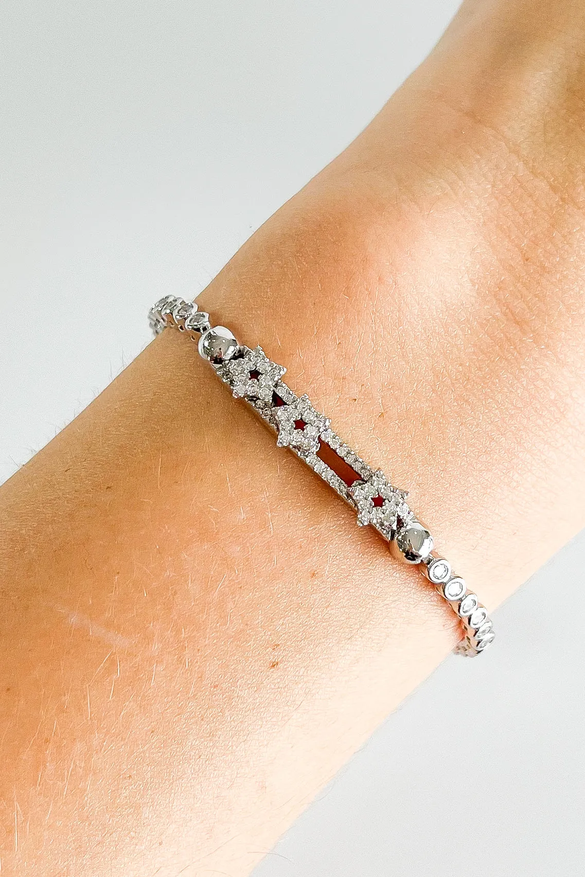 Sterling Silver CZ Start Adjustable Bracelet