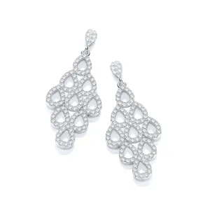 Sterling Silver Micro Pave CZ Drop Earrings