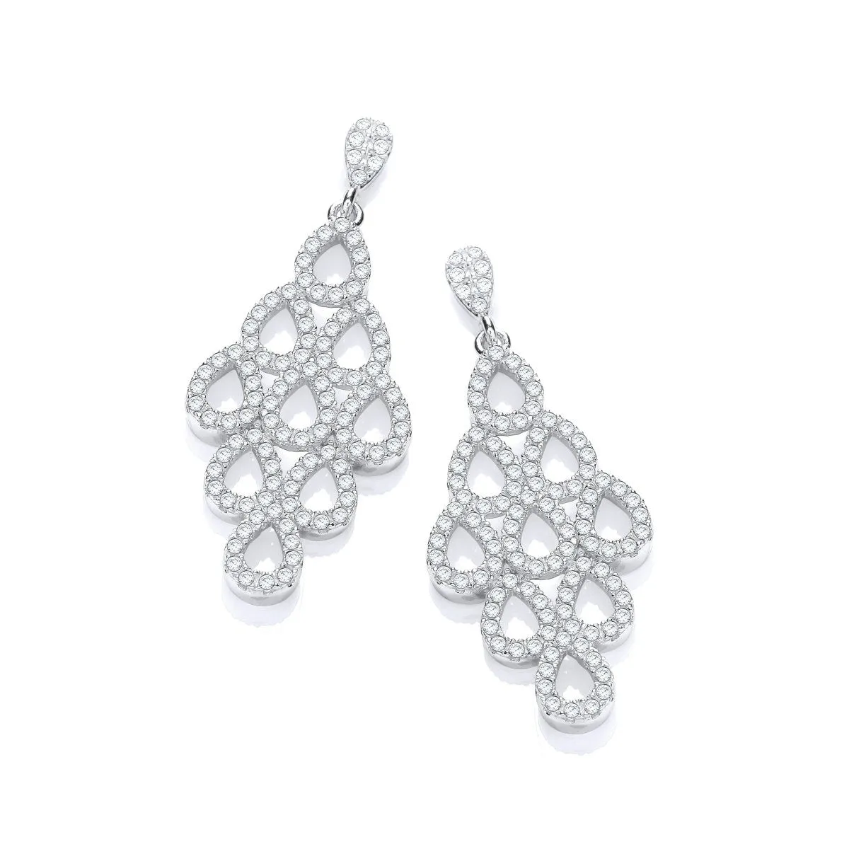 Sterling Silver Micro Pave CZ Drop Earrings