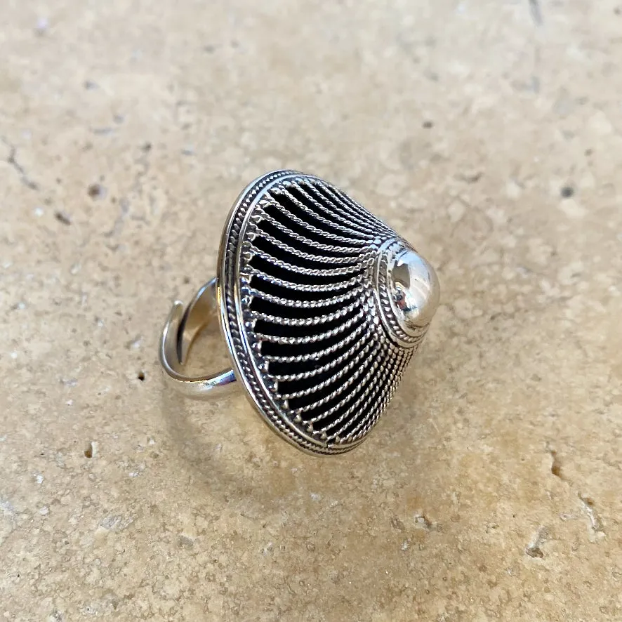 Sterling Silver Spinning Top Cone Ring