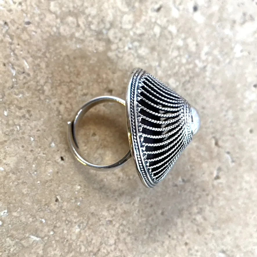 Sterling Silver Spinning Top Cone Ring