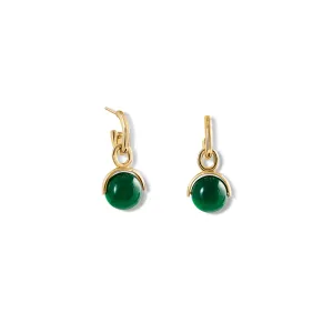 Stirrup Earring Drops Yellow Gold - Green Agate