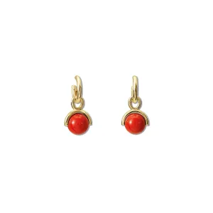 Stirrup Earrings Drops Yellow Gold - Coral