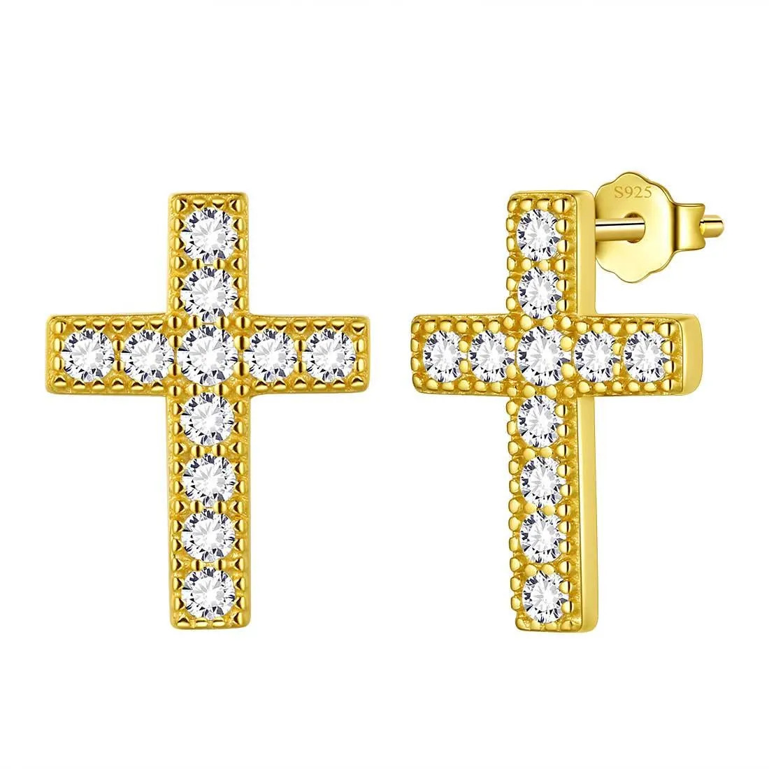 Tokyo Mart Classic Small Cross Stud Earrings Women Mens Jewelry Sterling Silver