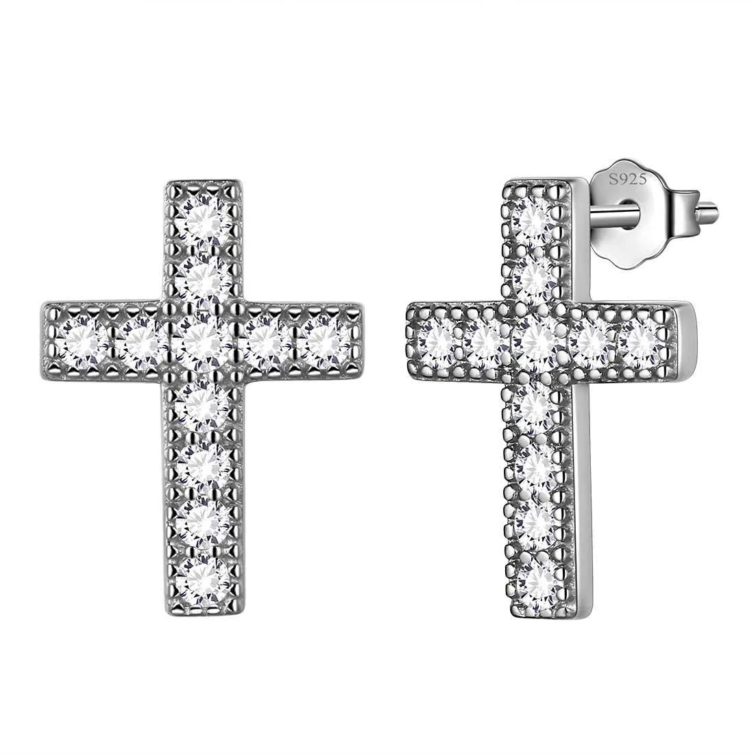 Tokyo Mart Classic Small Cross Stud Earrings Women Mens Jewelry Sterling Silver